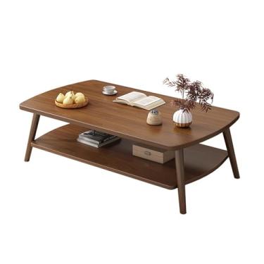 Imagem de HGTRH Mesa de café de madeira maciça, mesa central de animais moderna 2 do século médio com abertura fácil de montar pernas de madeira maciça para sala de estar pequena espaço sandália 80 cm