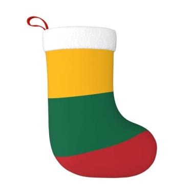 Imagem de SKKNT Bandeira da Lituânia Pritn Meia de Natal 45 cm x 28 cm Decoração de Festa de Natal Presentes de Lareira para Família