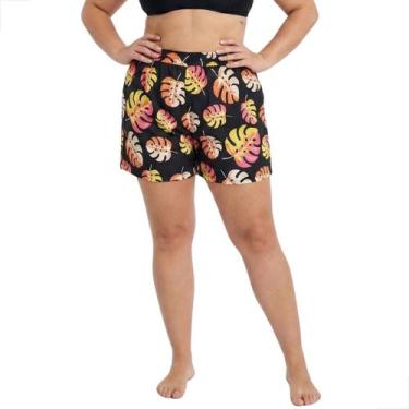 Imagem de Shorts Feminino Plus Size Floral Poliéster Bermuda Casual - ALPHAPOLO,