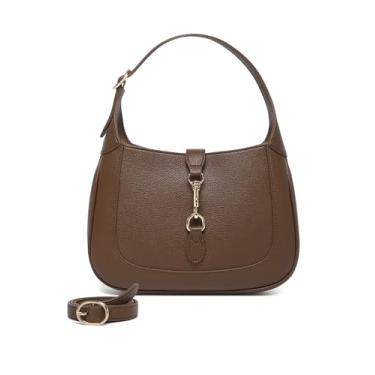 Imagem de BAVERGE Bolsa de ombro feminina, bolsa de couro vegano macio, alça superior, bolsa transversal pequena com alça ajustável, textura