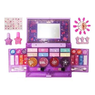 Imagem de Kit Maquiagem Infantil Estojo Com Espelho Brinquedo Menina - UNITOYS