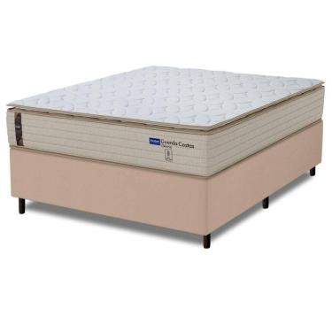 Imagem de Cama Box Queen Probel Molas Ensacadas Pillow Top 158x198x68cm Guarda Costas Genova Bran...