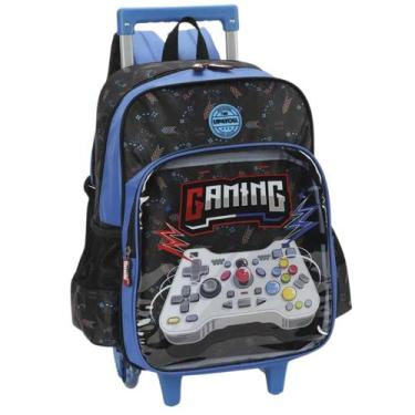 Imagem de Mochila De Rodinha Escolar Infantil Game Over Sem Alça - Up4You, Azul