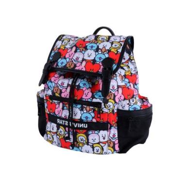 Imagem de Mochila de Costa Infantil Fechamento Tipo Saco Personagens BT21 - Pret