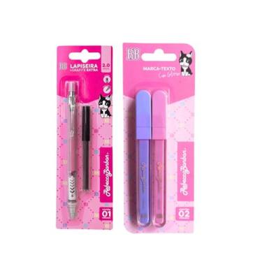 Imagem de Kit Escolar Rebecca Bonbon C/ 2 Marca-Textos Rosa e Roxo e Lapiseira 2