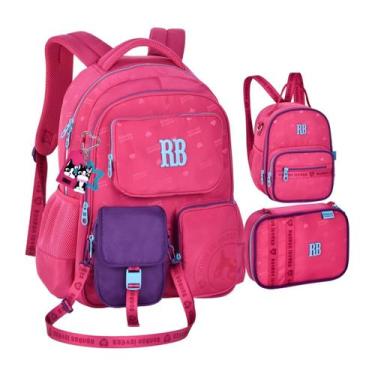 Imagem de Kit Mochila Lancheira Estojo Shoulder Bag Rebecca Bonbon, Rosa