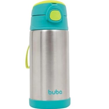 Imagem de Garrafa Termica Infantil com Canudo AÇO INOX 400ML AZUL Buba 11385
