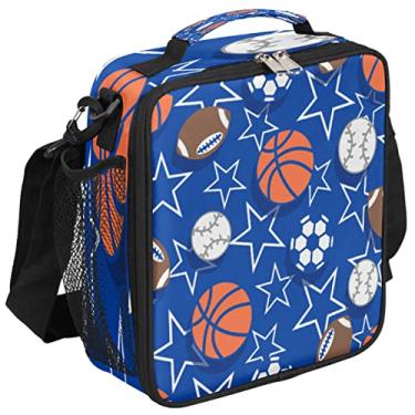 Imagem de Lancheira de basquete infantil com isolamento de basquete para meninas e meninos, bolsa térmica congelável para preparação de refeições com alça de ombro à prova d'água para piquenique escolar e