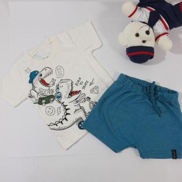 Imagem de Conjunto Infantil Masculino Para Bebê Camiseta Bermuda Elian Estampado