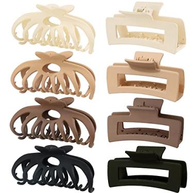 Imagem de 8 Pack Large Hair Claw Clips for Thick Hair,Oimaigroo Big Claw Clips for Thin Hair Aesthetic Accessories for Women/Girl,Matte Claw Hair Clips for Styling