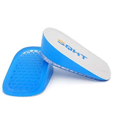 Imagem de SQHT Palmilha com aumento de altura – inserções de gel para elevação do calcanhar, palmilhas elevadoras para homens e mulheres (grande (3,6 cm de altura)) azul e bege