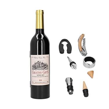 Imagem de AONYAYBM Conjunto de abridor de vinho com caixa de armazenamento em forma de garrafa, kit inovador de abridor de vinho portátil, saca-rolhas de vinho requintado, abridor de vinho fácil de usar,