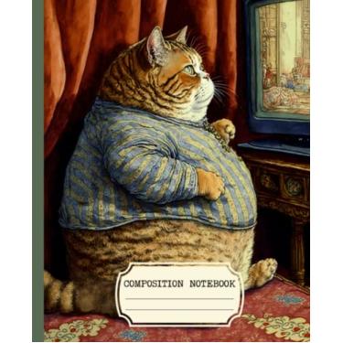 Imagem de Caderno de composição: design de capa de gato de batata de sofá estético vintage