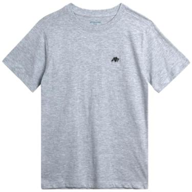 Imagem de AEROPOSTALE Camiseta para meninos - Camiseta infantil básica de algodão de manga curta - Camiseta clássica com gola redonda estampada para meninos (4-16), Cinza, 14-16