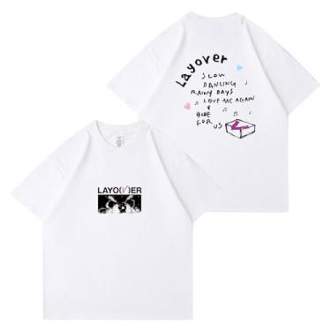 Imagem de Camiseta com estampa de cachorrinho em V Kim Tae Hyung Solo Merch para fãs camiseta de algodão gola redonda manga curta, Branco, G