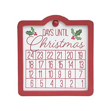 Imagem de Calendário de contagem regressiva de Natal de madeira, decoração de placa de madeira sazonal para festivais - vermelho