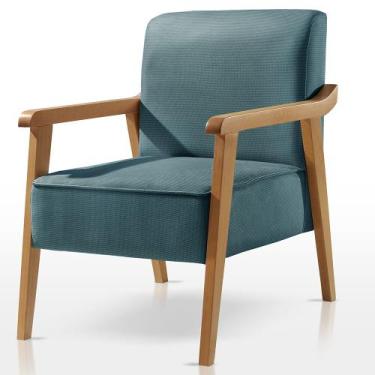 Imagem de Poltrona Decorativa Sala Estar Linho Azul Lia - Naluma Moveis