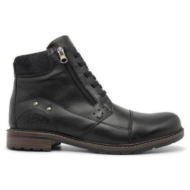 Imagem de Bota Coturno Masculina Botina Em Couro Macio E Resistente Urbano Motoq