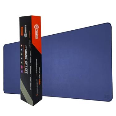 Imagem de ICONIC Tapete de mesa de couro PU Pro PC Gear | Tapete de mouse premium com almofada de viagem bônus, porta-copos e marcador de página | Tapete de mouse elegante, durável e impermeável para escritório