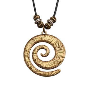 Imagem de joymiao Colares Boho para mulheres, colar de cordão com pingente, colar longo de prata, vintage, suéter, joias hippie, presentes para mulheres, Couro sintético Zinco, Sem Pedra Preciosa