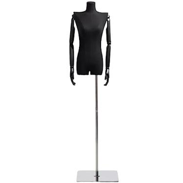 Imagem de Multiuso Manequim de ombro reto plástico metade do corpo manequim feminino para roupas com suporte destacável montar Janela
