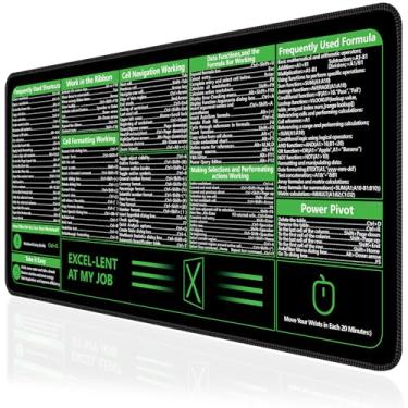Imagem de iLeadon Tapete de mesa Excel, tapete de mouse de atalhos Excel XXG, tapete de mesa de escritório estendido com bordas costuradas, tapetes de teclado base antiderrapante, mouse pads longos extra