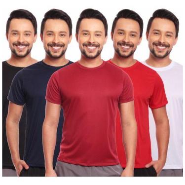 Imagem de Kit 5 Camisas Básicas Masculina Dry Fit Lisa Tradicional - MC Digital,