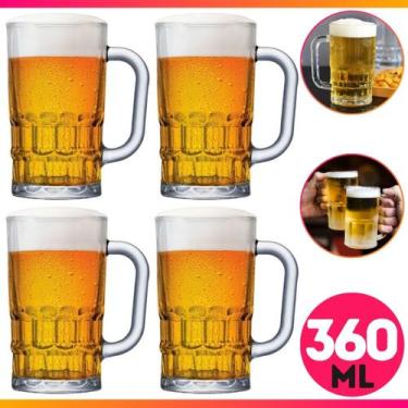 Imagem de Kit 4 Caneca Chopp De Vidro 360ml Bar Restaurante Cerveja Design Elega