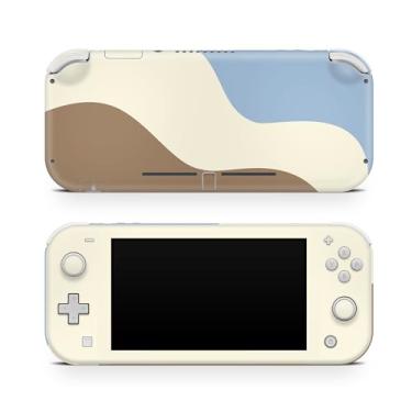 Imagem de Tacky Design Colorwave Skin compatível com Nintendo Switch Lite Skin Wrap, película minimalista com bloqueio de cor para Nintendo Switch Lite, decalque de vinil premium 3M (azul pastel e marrom)