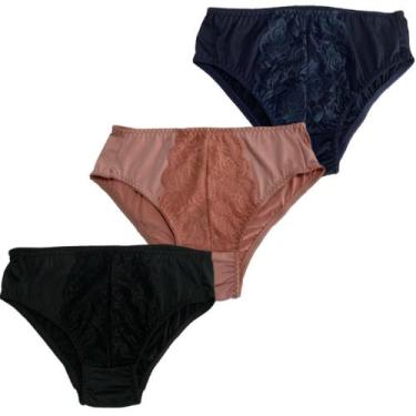 Imagem de Kit 3 Calcinha Lingerie Feminina Calçola Conforto Com Renda Senhora Ta