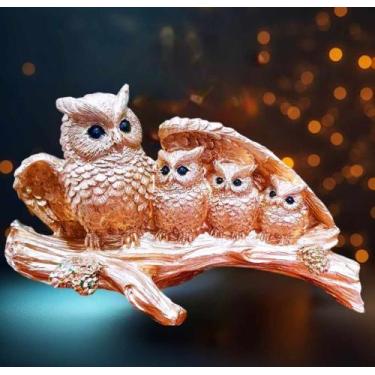 Imagem de Escultura Família Coruja Dourado- Amor- Prosperidade- Proteção - Althe