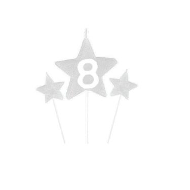 Imagem de Vela De Aniversário New Star Branca - Número 8