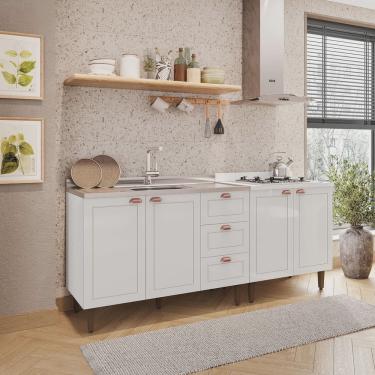 Imagem de Cozinha Pérola 2 Peças Balcão 2 Gavetas 3 Portas e Balcão 2 Portas Yescasa