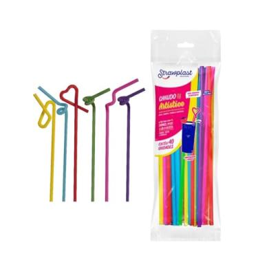 Imagem de Kit C/10 Pcts Canudo Artístico 5,6mm Colorido PP CS-235 | 400 Unidades