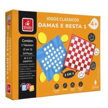 Imagem de Jogo Tabuleiro Dama e Resta 1 Jogos Clássicos para a Família - Brincad