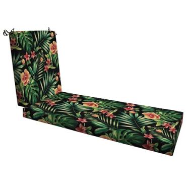 Imagem de Honeycomb Espreguiçadeira Essentials para ambientes externos, 53 cm x 178 cm, almofada para cadeira de pátio preta tropical Oahu
