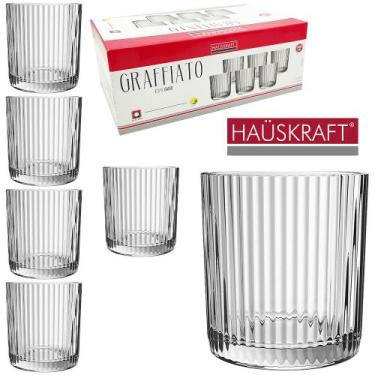 Imagem de Jogo de copo de vidro whisky baixo graffiato hauskraft com 6 pecas 320