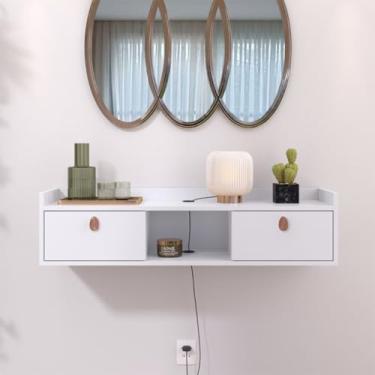 Imagem de Suspenso 90 cm Organizador Para Parede 2 Gavetas Rack Aparador Penteadeira Multiuso Sala Quarto Cozinha Salão (Branco)