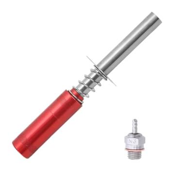 Imagem de Glow Plug Igniter+N3 Hot Spark Glow Plugs,Igniter Nitro Engine Starter Tools Support AA Batteries for 1/10 Nitro Engine RC Car Buggy Truck Model Plane（Red）