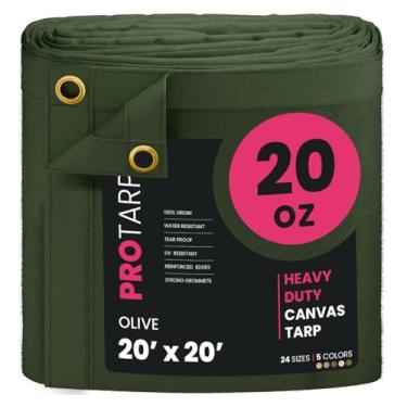 Imagem de PROTARP Lona de lona à prova d'água extrema resistente 590 g, capa de lona resistente a UV com ilhós de latão à prova de ferrugem, multiuso para dossel, telhado, acampamento, pilha de madeira (verde