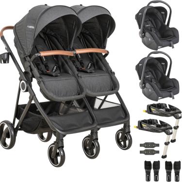 Imagem de Carrinho Gemeos Kiddo 2 Bebe Conforto 2 Base ISOFIX Cosmos Preto