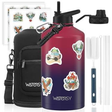 Imagem de Garrafa de água de 1 galão isolada (fria por 48 horas), livre de BPA e à prova de vazamento, jarro de água de aço inoxidável de 3,628 g, garrafa de água grande com tampa de bico de canudo para