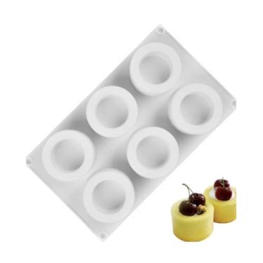 Imagem de Buttah Beanz Molde cilíndrico redondo de sabão de vela de silicone, processo frio ou quente - assar, sobremesa, mousse, bolo, pastelaria, chocolate, cheesecake, sorvete, molde - (6 cavidades) 1 pacote