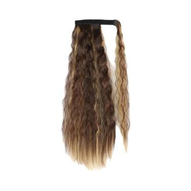 Imagem de Extensões De Cabelo Sintético Longo Ondulado Em Tom Marrom Loiro Com R