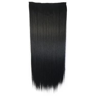 Imagem de Aplique Tic Tac de Cabelo Orgânico 70cm 150g – Textura Natural Similar ao Cabelo Humano (PRETO_LISO_#1)