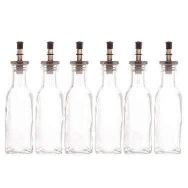 Imagem de Kit 6 Garrafas de Vidro para Azeite Vinagre com Bico Dosador 200ml Lyor Restaurante Buffet