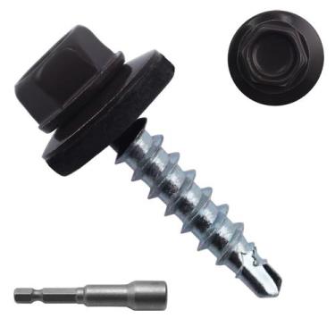 Imagem de Parafusos para telhados JEGONFRI 10 x 25 mm Brown Hex Head 300 unidade