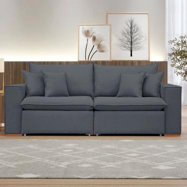 Imagem de Sofá 4 Lugares Barcelona Retrátil Veludo/Cinza - Celflex