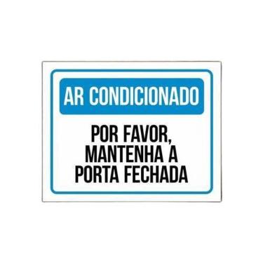 Imagem de Placa Ar Condicionado Por Favor Mantenha Porta Fechada 36X46