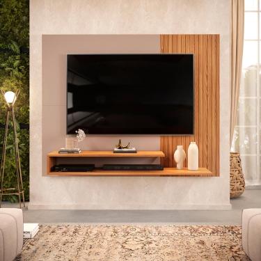 Imagem de Painel para TV até 50 Polegadas Ripado com Nichos DJ Móveis Nando Carvalho Griz